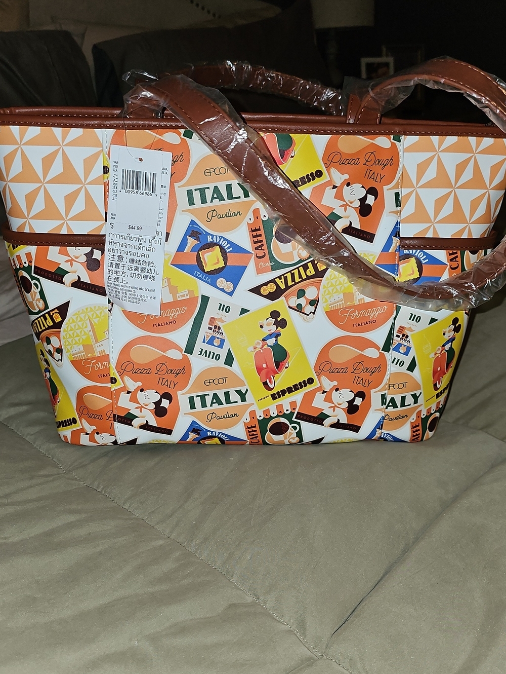 Disney Italy Graphic Tote - Brown & Multicolor